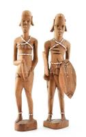 Afrikai bennszülött figura, faragott fa, kis kopásokkal és karcolásokkal, m:33 cm