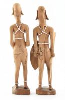Afrikai bennszülött figura, faragott fa, kis kopásokkal és karcolásokkal, m:33 cm