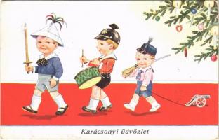 1938 Karácsonyi üdvözlet / Christmas greeting art postcard with children. WSSB 7677/2. (EB)