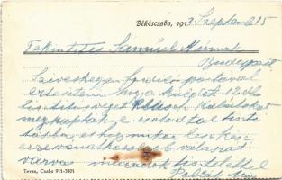 1913 Békéscsaba, Pollák Mór üzletének lapja. Andrássy út 15. (b)