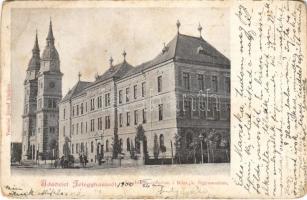 1900 Kiskunfélegyháza, Félegyháza; Szent István templom, Római katolikus főgimnázium. Vesszősi József kiadása (EM)