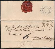 1858 Göncz-ruszkai gróf Kornis Ferenc (?-?) részére írt levél, címeres viaszpecséttel, bélyegzésekkel