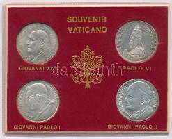 Vatikán "Négy pápa emlékéremszett" 4xklf ezüstözött emlékérem eredeti tokban T:2 Vatican "Four popes medal set" 4xdiff silvered medallion in original case C:XF