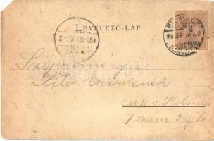 1899 Miskolc, Színház, üzletek. Verő J. és Társa kiadása (b)