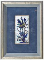 Füriné Nagy Edit (?-): Virág. Rekeszzománc. Jelzett. Hátoldalán címkén feliratozott. Fa keretben. 9,...