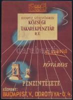 Budapest Székesfővárosi Községi Takarékpénztár Rt. villamosplakát, törésnyomokkal, 24×17 cm