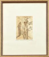 Finta Edit (1945 - ): Rondó. Rézkarc, papír. Jelzett. Művészpéldány EA. XX/XII. számozással. Üvegezett fa keretben. 12,5x8,5 cm
