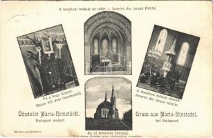 1911 Budapest II. Máriaremete, templom belseje, oltár, fa a kegyképpel (EK)