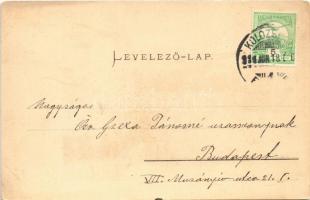 1911 Budapest I. Az alagút Budán, kávéház, Ganz Antal képeslapkiadó üzletének hirdetése a falon. Gan...