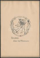 Rassenfosse, Armand (1862-1934): Ex libris Alex von Winiwarter. Klisé, papír, jelzés nélkül, lap teteje kartonra kasírozva. Lap teteje kissé foltos. 17x12 cm