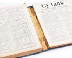 1916 Új idők I-II. folyóirat. 1916-os teljes évfolyam. Bp., Singer és Wolfner. Aranyozott egészvászo...