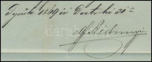 1869 gróf Széchenyi Sándor (1837-1913), Tolna megye főispánjának aláírt levele