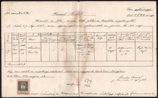 3kr, 6 kr, 15kr szignettás okmányok + 2 db késöbbi ynakönyvi kivonat
