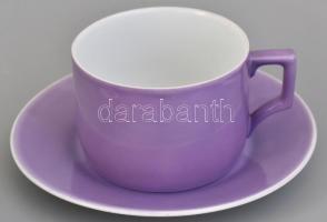 6 db Zsolnay háború előtti, színes teás csésze, aljakkal. Jelzett, kevés kopással