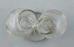 Jegyespohár. Fújt, csiszolt üveg. 12x10 cm