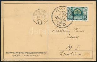 1940 Kolozsvár visszatérése alkalmából kiadott irredenta üdvözlőlap, alkalmi bélyegzéssel, Szabó Gyu...