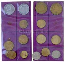 Chile 1954-1971. összesen 16db-os, min. 8xklf érméből álló forgalmi összeállítás, papírra ragasztott érmék (néhánynál a ragasztás már elengedett) T:2,2- Chile 1954-1971. coin set, total of 16pcs coins (min. 8xdiff), glued to paper (the gluing is already released to some pieces) C:XF,VF