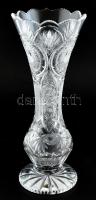 Ólomkristály váza, metszett, kopásnyomokkal, m: 28,5 cm