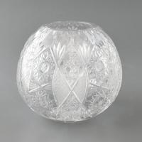 Ólomkristály gömb váza, metszett, kis kopásnyomokkal, m: 15 cm