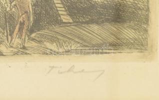 Istókovits Kálmán (1898 - 1990): Tihany. Színezett rézkarc, papír, jelzett, üvegezett keretben, 20×2...