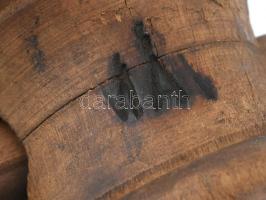 Régi fa menetes gyalupad szorító, MÁV jelzéssel, kis sérülésekkel, h: 34 cm