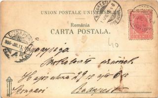 1906 O Tiganca venzetora de flori / Gypsy folklore, flower seller, half-nude woman. Photo H. Wichman...