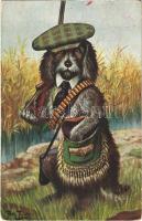 1911 Hunter dog with rifle and bullets. T.S.N. Serie 946. (6 Dess.) s: Arthur Thiele (EK)