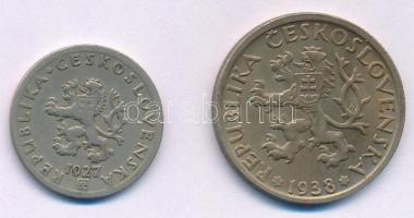 Csehszlovákia 1927. 20h Cu-Ni + 1938. 1K Cu-Ni T:1-,2
Czechoslovakia 1927. 20 Halerov Cu-Ni + 1938....