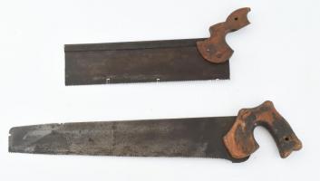 2 db régi kézi fűrész, kis sérülésekkel, h: 52 cm és 35 cm
