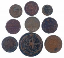 Orosz Birodalom 10db-os orosz rézpénztétel, közte 1769. 5k Cu + 1829. 1k Cu T:2-3 Russian Empire 10pcs Russian copper coin lot, within 1769. 5 Kopecks + 1829. 1 Kopeck C:XF-F