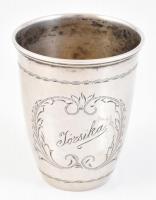 Ezüst(Ag) keresztelő pohár Józsika felirattal, jelzett, m: 6,5 cm, nettó: 41,9 g