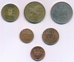 Vegyes 10db-os afrikai és közép-amerikai érme tétel, mind különféle, benne Costa ricai, trinidadi, ugandai, szomáliai, malawi, gambiai, szváziföldi érmék T:1-,2 Mixed 10pcs of coins from Middle America, Africa, all different, including Costa Rica, Trinidad and Tobago, Uganda, Somalia, Malawi, Gambia, Swaziland C:AU,XF