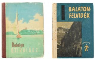 Darnay-Dornyay Béla - Zákonyi Ferenc: Balaton, útikalauz. Bp., 1957, Sport. Fekete-fehér fotókkal illusztrálva. Benne kihajtható Balaton térkép melléklettel, rajta kis szakadással. Kiadói kopott félvászon kötésben. + Örvös János (szerk.): Balaton-felvidék útikalauz. Fekete-fehér fényképekkel illusztrált. Bp., Sport, 1965. Kiadói kissé kopott, kissé foltos félvászon kötésben.