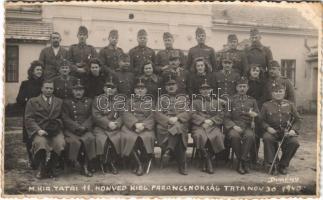 1940 Tata, M. kir. tatai 11. honvéd kieg. parancsnokság / WWII Hungarian military, group of soldiers with ladies. Dimény photo (EK)