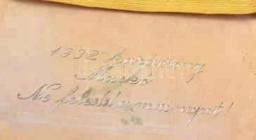 Ezüst(Ag) monogramos cigarettatárca, belül ajándékozási felirattal, jelzett, zománcberakással, 8×10 ...