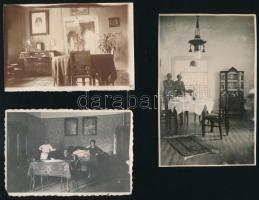 1910-1920 3 db lakásbelső fotó 9x12 cm