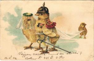 1905 German military, officer chicken's wedding. litho (Rb)