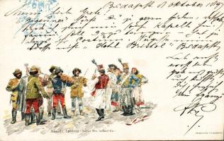 1897 Cavalrymen litho PS-card (EB)