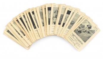 Művészettörténeti alkotások, 64 db fekete-fehér képekkel illusztrált kártyalap, használt állapotban