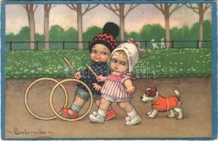 1934 Children art postcard, dog. Ultra 2246. s: Colombo (EK)