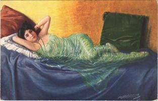 Erotic lady art postcard. H.K. & Co. M. Serie 465. (6 Dess.) s: M. Barascudts (EK)