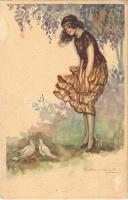 1923 Italian lady art postcard. Proprietá Artistica riservata 638-2. s: Bompard (EK)