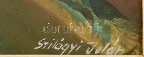 Szilágyi Jolán, Szamuely Tiborné (1895-1971): Virágzó kert. Akvarell, ceruza, papír, jelzett. Üvegez...