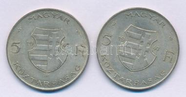 1947. 5Ft Ag "Kossuth" (2x) T:2,2- Adamo F8.1