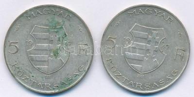 1947. 5Ft Ag "Kossuth" (2x) T:2,2- patina Adamo F8.1