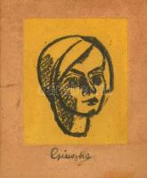 Márffy Ödön (1878-1959): Csinszka. Cinkográfia, papír, jelzés nélkül, üvegezett fa keretben, 14×11,5 cm
