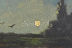 Smola István (?-?): Telihold, olaj, karton, jelzett, fa keretben, 21x28cm,