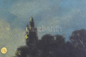 Smola István (?-?): Telihold, olaj, karton, jelzett, fa keretben, 21x28cm,