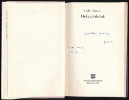 Kádár János: Helyzetdalok. Bukarest, 1981, Kriterion. 87 p. Kiadói kartonált papírkötés, kissé szaka...
