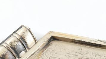 Ezüst (Ag) Art déco hexagon alakú füles tálca, jelzett, d:35cm, 515g